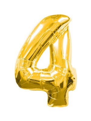 BenimMarifetlerim 4 Rakamı Altın Folyo Balon 34 Inch 86 cm