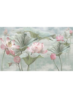 Bulutlar Üzerinde Soft Çiçekler Poster Duvar Kağıdı