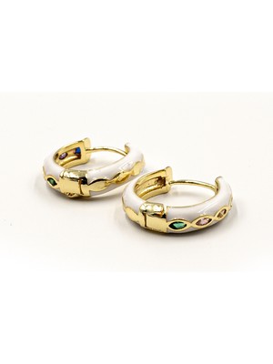 Sose Moda Renkli Taş Detaylı Mineli Gold Küpe - Canlı ve Zarif Tasarım