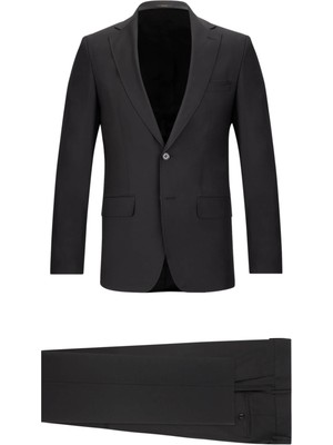 Hatemoğlu Siyah Slim Fit Mono Yaka Klasik Takım Elbise