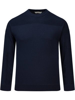 Hatemoğlu Lacivert Regular Fit Bisiklet Yaka Rayon Kazak