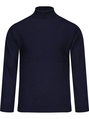 Hatemoğlu Lacivert Regular Fit Yarım Balıkçı Yaka Yünlü Kazak