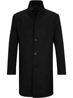 Hatemoğlu Siyah Slim Fit Ceket Yaka Kaşe Palto