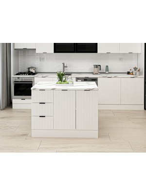 Alvinka 120 cm Mbr_b Ada Mutfak Dolabı Beyaz Beyaz Suntalam