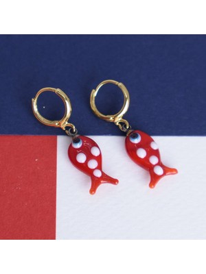 Murano Kırmızı Balık Küpe