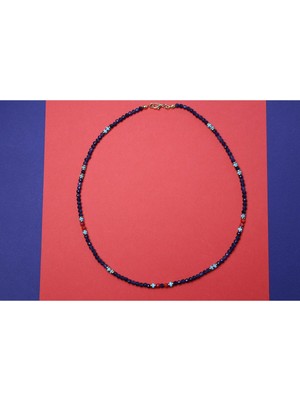 Safir, Mercan ve Turkuaz Taşı Kolye