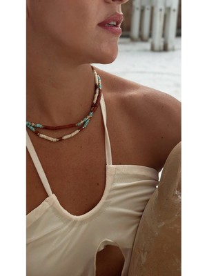 Abrin Jasper ve Mercan Taşlı Kolye