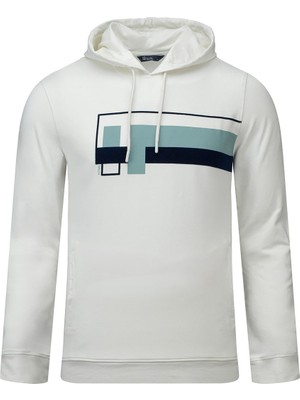 Hatemoğlu Beyaz Regular Fit Baskılı Kapüşonlu Sweatshirt