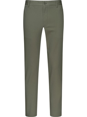 Hatemoğlu Haki Regular Fit Yandan Cepli Pamuklu Kanvas Pantolon