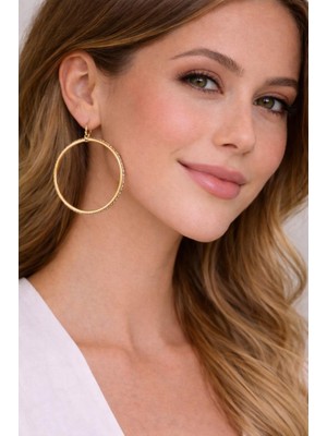 5 cm Halka Küpe – 316L Paslanmaz Çelik Taşlı, Kararmaz