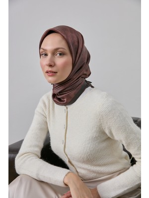 Silk Home Kahve Etnik Desen Parlak Shiny Eşarp 75013-10