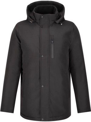 Hatemoğlu Siyah Dinamik Fit Hakim Yaka Kapüşonlu Kaban