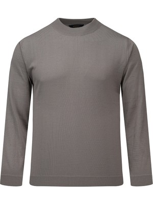 Hatemoğlu Gri Regular Fit Yarım Balıkçı Yaka Yünlü Kazak