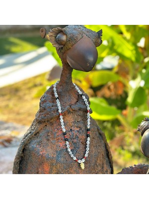 Tibet Akiği - Mercan ve Siyah Akik Kolye