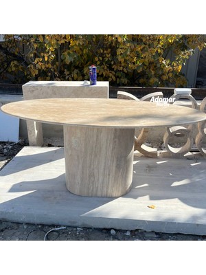 Adomar Marble Traverten Yemek Masası