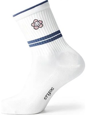 Softis Unisex Mavi Desenli Altı Havlu Uzun Çorap