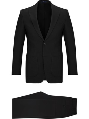 Hatemoğlu Siyah Slim Fit Mono Yaka Casual Takım Elbise
