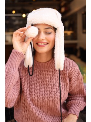 Remsa Kadın Kürklü Kulaklıklı Peluş Şapka Rkş-04 Bej