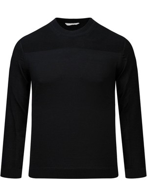 Hatemoğlu Siyah Regular Fit Bisiklet Yaka Rayon Kazak