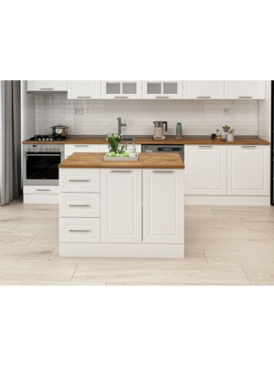 Alvinka 120 cm Mbr_c Ada Mutfak Dolabı Beyaz Beyaz Suntalam