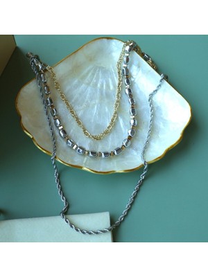 Çelik Ince Burgu Gümüş Kolye