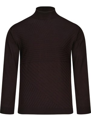 Hatemoğlu Kahverengi Regular Fit Yarım Balıkçı Yaka Yünlü Kazak