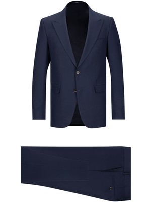 Hatemoğlu Lacivert Slim Fit Sivri Yaka Klasik Takım Elbise