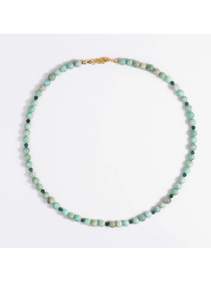 Luli Amazonit Taşı ve Ceyt Taşlı Kolye