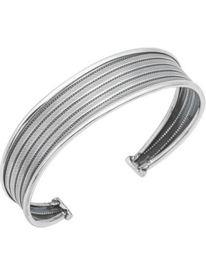 Gümüş Eskitme Desenli Kadın Bilezik