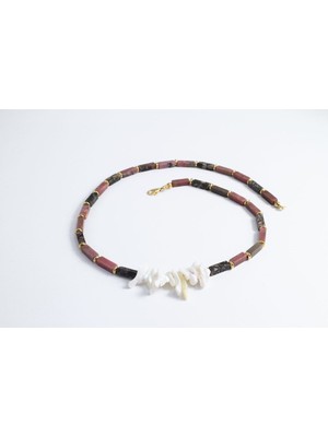 Stitch Rhodonite Taşı ve Dal Kolye