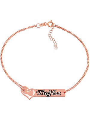 Gümüş Rose Birleşen Kalpler Isimli Bayan Bileklik