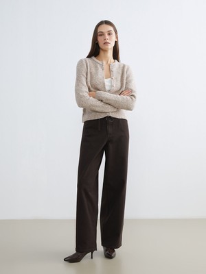 Lcw Kahverengi Baggy Fit Kadın Jean Pantolon