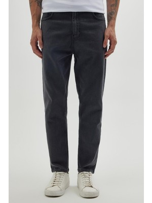 Tudors Erkek Regular Fit Bol Kesim Denim Yıkamalı Efektli Esnek Gri Jean Kot Pantolon
