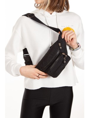 Newish Kadın Krinkıl Kumaş Çapraz Omuz ve Bel Çantası NEW346