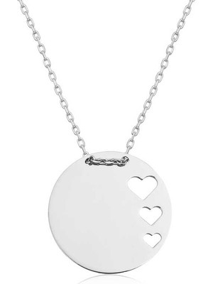 Gümüş Çember Kalp Bayan Kolye