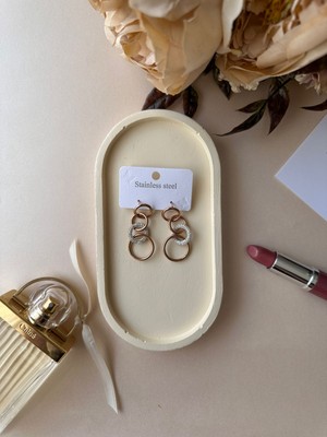 Intive Lingerie Kadın Taşlı Üç Halkalı Çelik Sarkıt Küpe