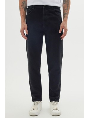Tudors Erkek Regular Fit Bol Kesim Denim Yıkamalı Efektli Esnek Siyah Jean Kot Pantolon