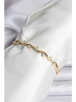 Eco Lounge Zikzak Model Pirinç Gold Renk Bileklik