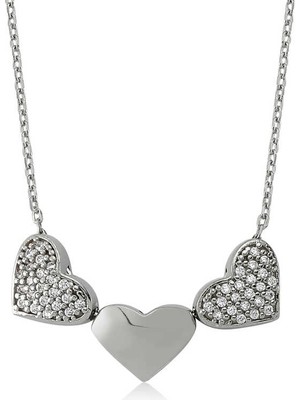 Gümüş 3 Kalpli Bayan Kolye