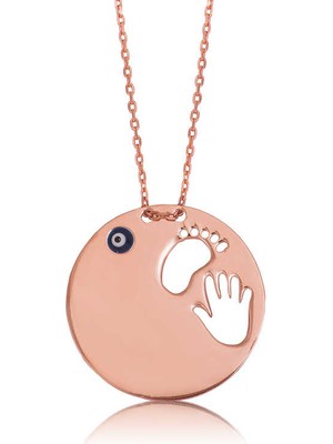 Gümüş El Ayak Izi Anne Bayan Kolye