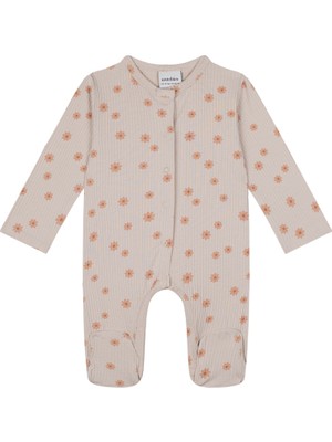 Antebies Bej Bambu Kumaş Uzun Kollu Kız Bebek Patikli Tulum