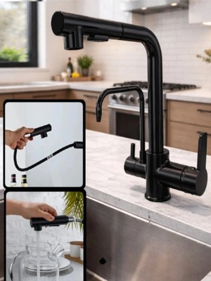 Fualora Spiralli Fonksiyonel Arıtmalı Mutfak Bataryası Siyah