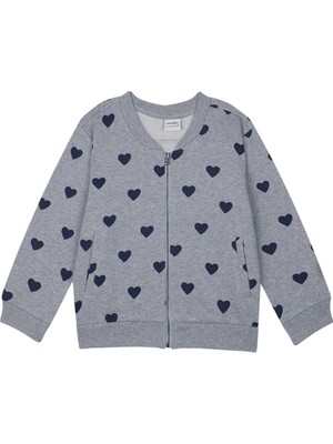 Antebies Organik Gri Melanj Kız Çocuk Bomber Ceket