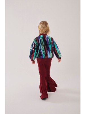 My Kids Wear Kız Çocuk Bayramlık Payetli Ceket & Ispanyol Paça Tayt Takımı 12476