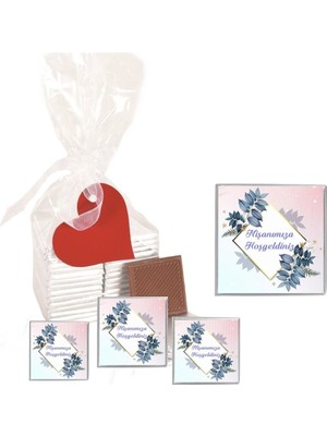 Mynil Madlen Çikolata Nişanımıza Hoşgeldiniz Marka 25 Adet Jelatin Poşette Kurdelalı Kalp Etiketli