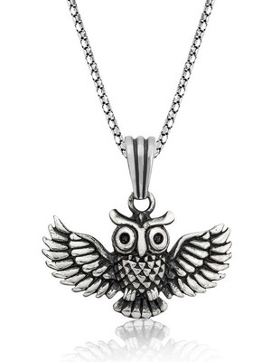 Gümüş Baykuş Erkek Kolye