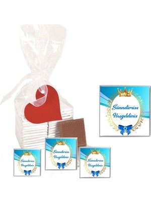 Mynil Madlen Çikolata Sünnetimize Hoşgeldiniz Marka 70 Adet Jelatin Poşetli Kalpli Etiketli