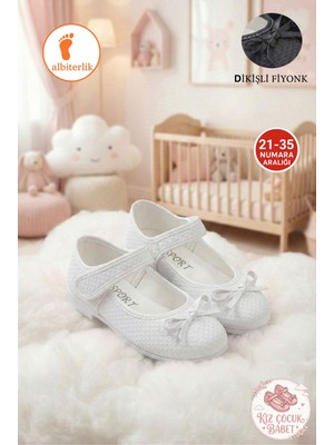 Albishoes Kız Çocuk Cırtlı Fiyonklu Okul Günlük 23 Nisan Gösteri Çocuk Babet Balerin Çocuk Babet