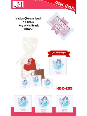 Mynil Madlen Çikolata Sargılı Kız Bebek Hoş Geldin Bebek 75 Adet