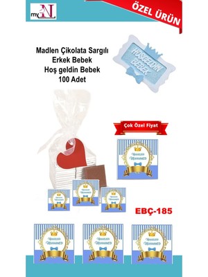 Mynil Madlen Çikolata Sargılı Erkek Bebek Hoş Geldin Bebek 100 Adet